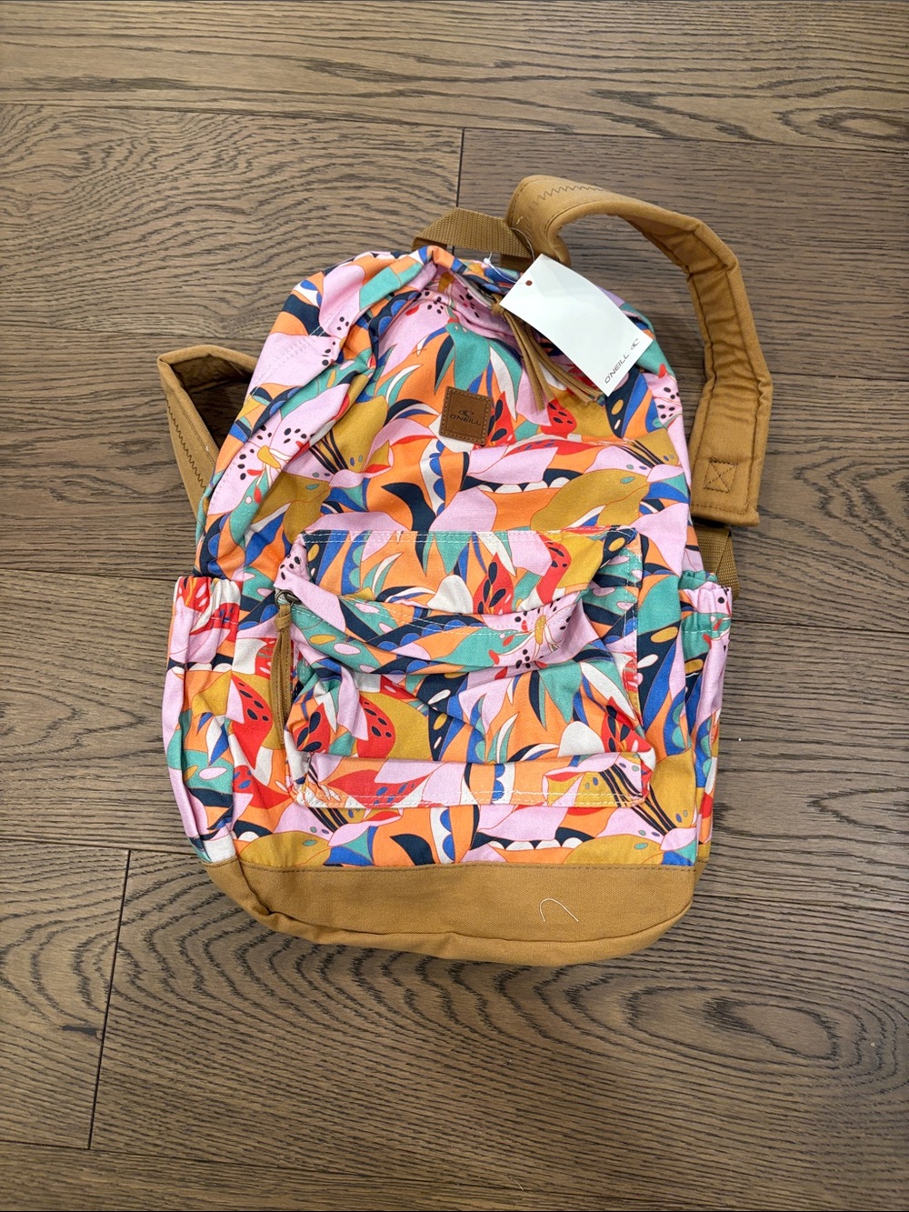 O'Neill Women's Floral Print Backpack in Pink, Mustard & Teal